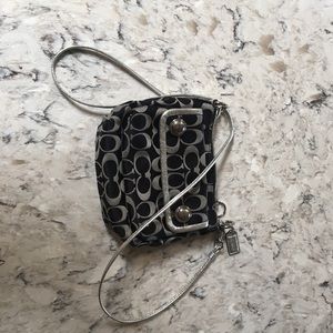 Coach Poppy Women Crossbody Black Silver 6.5X8